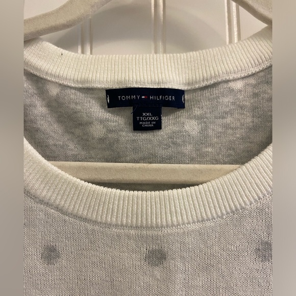Tommy Hilfiger Lightweight White Grey Polka Dot Preppy Crew Neck Sweater XXL - Picture 2 of 5